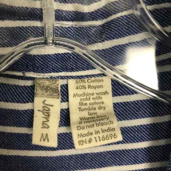 Japna Women's Button Front Striped Shirt Medium - Picture 4 of 9
